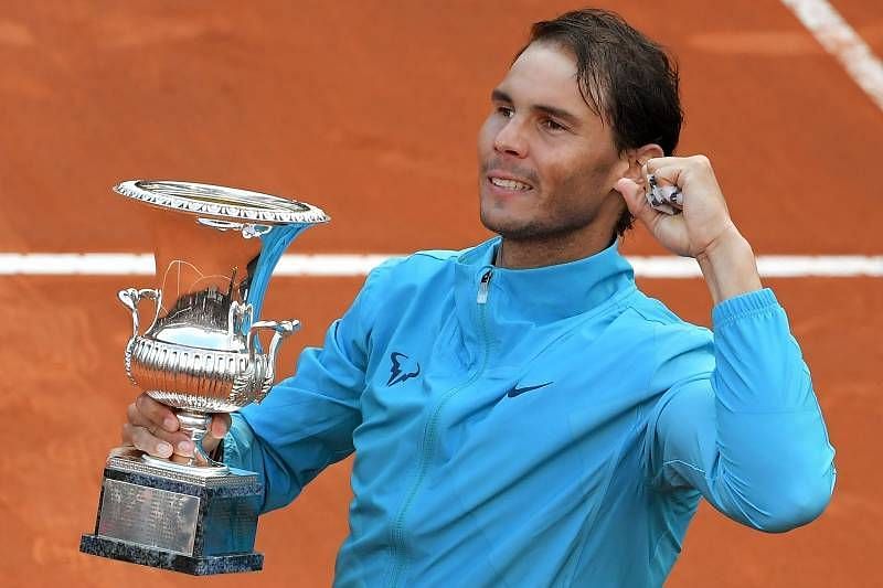 Nadal celebrates his 2019 Rome title.